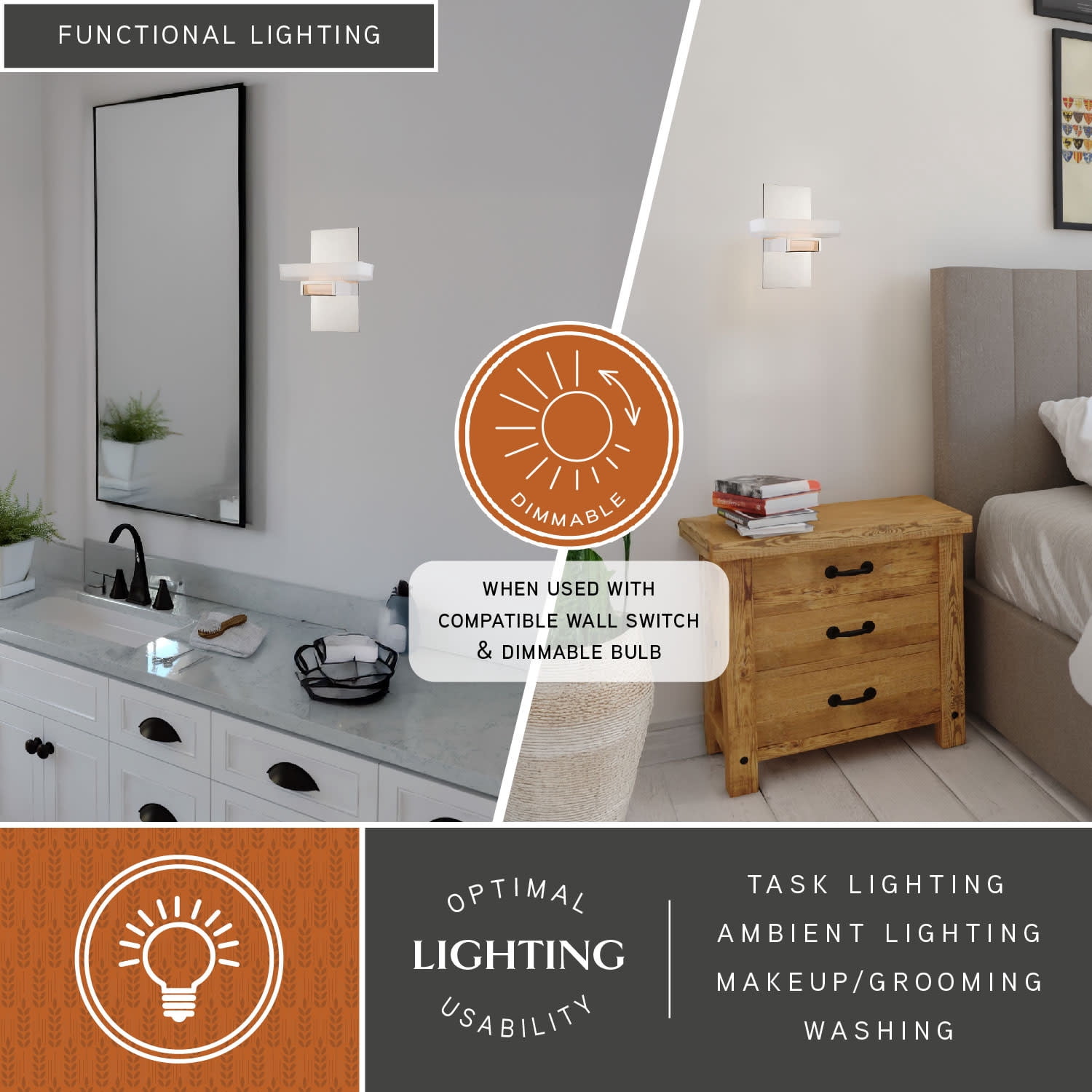 Gatsby 1 Light Nickel Bathroom Wall Fixture