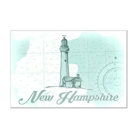 New Hampshire - Lighthouse - Teal - Coastal Icon - Lantern Press Artwork (12x8 Acrylic Wall Art Gallery Quality)