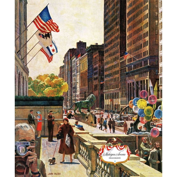 Marmont Hill "Michigan Avenue, Chicago" by John Falter Painting Print on Canvas