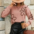 thumbnail image 5 of Women'S Casual Long Sleeve Round Neck Top Drop Shoulder Pattern Cable Knit Pullover Sweater Lotus Root Pink M, 5 of 6