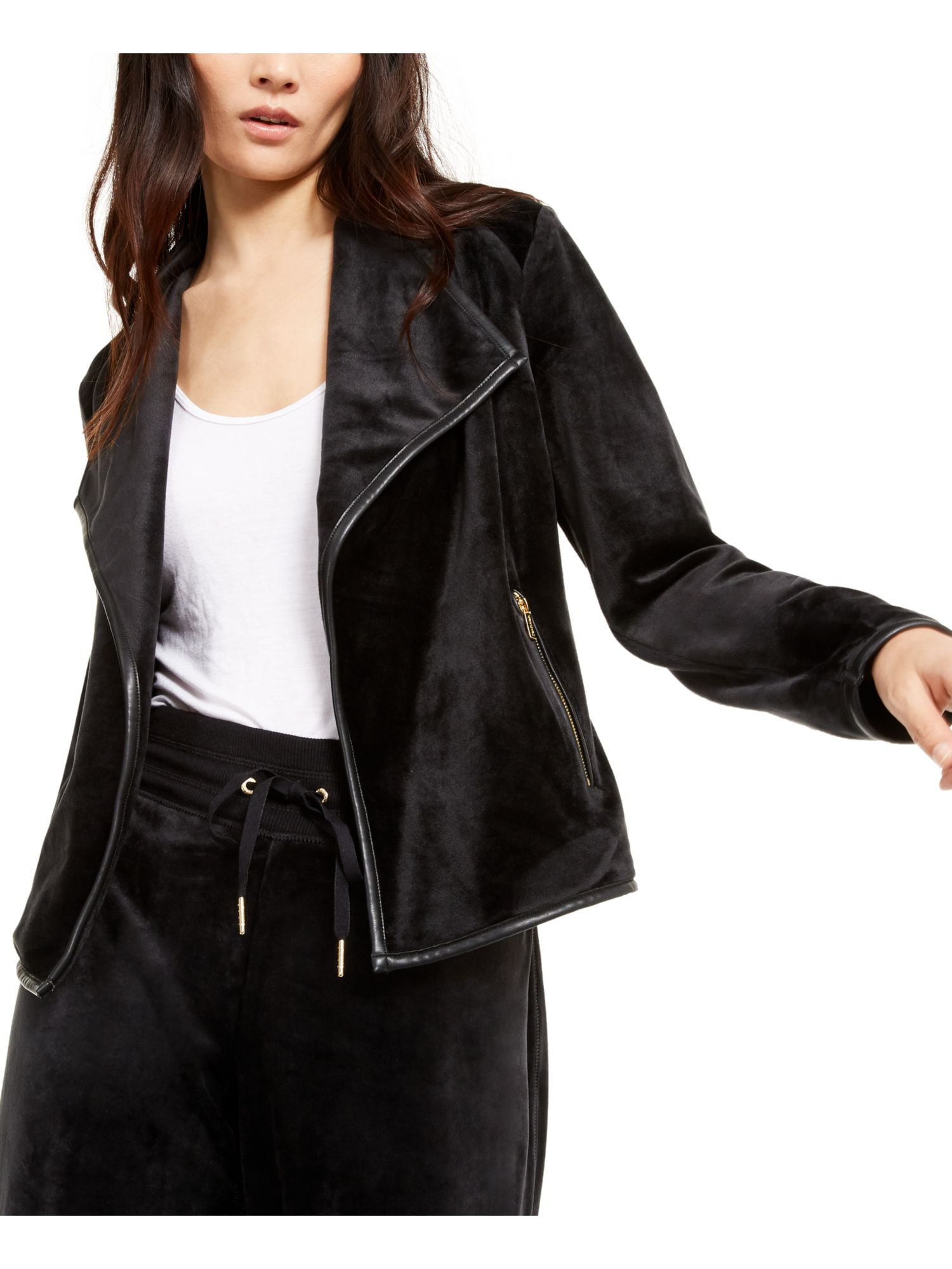 Faux Leather Pocketed Jacket Size 