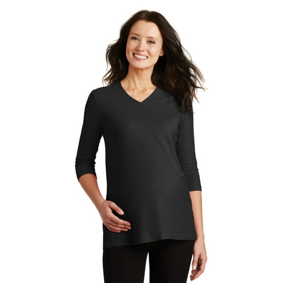 Port Authority Women's Silk Touch Maternity 3/4-Sleeve V-Neck Shirt - L561M