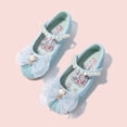 thumbnail image 2 of Otqutp Children Breathable Shoes Children's Leather Shoes Female Spring and Autumn Princess Shoes Glitter Blue Flat Single Shoes, 2 of 7