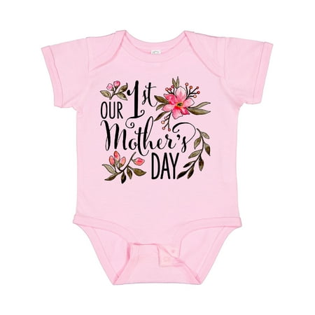 

Inktastic Our First Mother s Day- Pink Flowers Gift Baby Boy or Baby Girl Bodysuit
