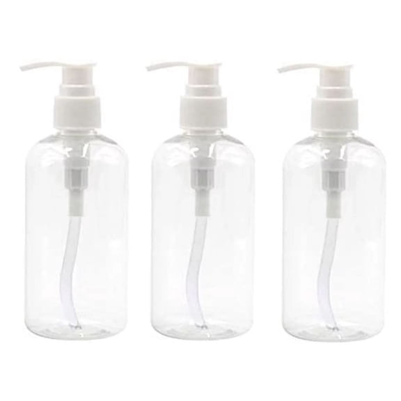 3 Pcs Soap Dispenser, Empty Refillable Pump Bottle Modern Liquid Plastic Shampoo and Conditioner Bottles Large Body Wash Dispenser for Shower, Clear 250ml