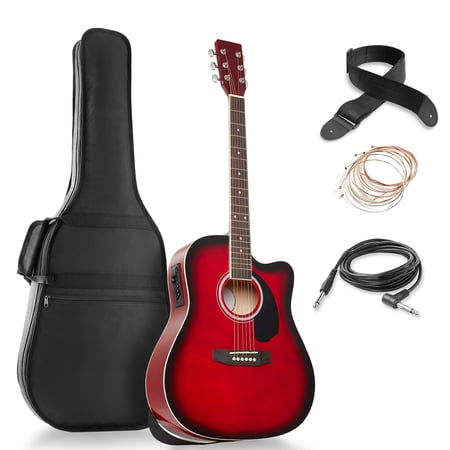 Dreadnought Cutaway Acoustic-Electric Full Size Guitar - Red