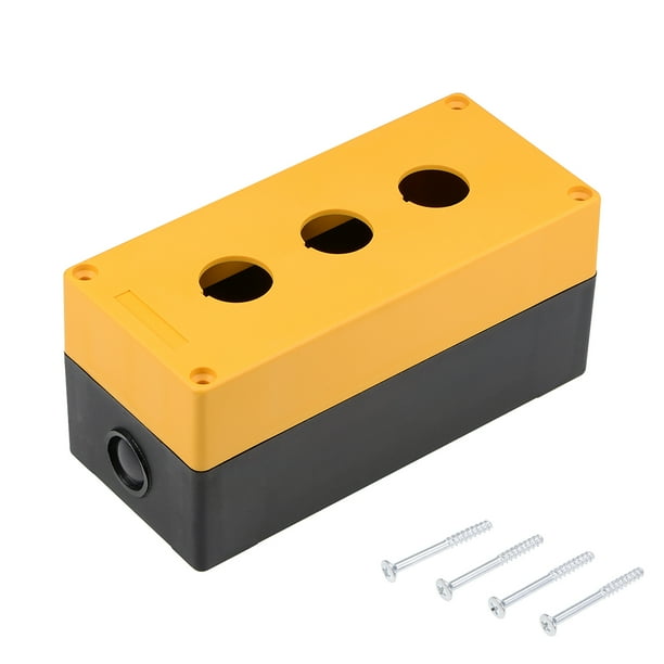 Push Button Switch Control Station Box 22mm 3 Button Hole Yellow and