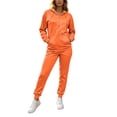 thumbnail image 2 of Costeam Women Zip Up Hoodie Sweat Suit Long Sleeve Full Zip Hooded Jacket Jogger Pants 2 Piece Outfit Fleece Lined Soft Relaxed Fit Solid Color Tracksuit with Pockets for Loungewear Daily Wear, 2 of 9