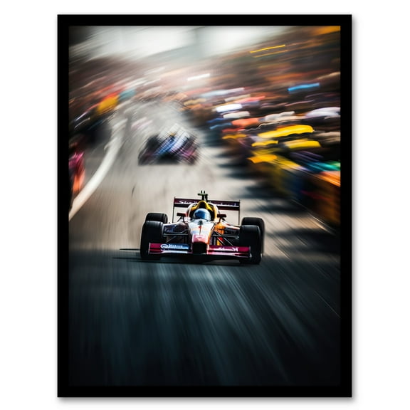 F1 Motorsport Speed Blur Racing Car For Him Fan Man Cave Art Print Framed Poster Wall Decor 12x16 inch