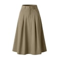 thumbnail image 6 of WQNVRNR Womens Max Skirt- Casual Zip Button Pleated Elastic Waist Summer A-Line Long Skirts Khaki Size L, 6 of 7