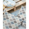 thumbnail image 3 of Moroccan Geometric Quatrefoil Plaid Outdoor Pillow Covers Waterproof Throw Pillow Cover 20x20 Set of 2,Square Decorative Pillowcases Cushion Case for Patio Sofa Couch,Blue Grey Tile Lattice on Linen, 3 of 7