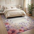 thumbnail image 3 of ODIKA 8'x10' Washable Area Rug Non-Slip Chair-Friendly Mat Pink Boho Vintage Trailing Wildflower Scroll Border Distressed for Dining Room, Large Office, Lounge, 3 of 7