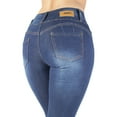 thumbnail image 2 of Fashion2Love Women's Juniors Butt Lift Push Up Mid Waist Ripped Distressed Skinny Jeans, 2 of 9