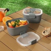 Mainstays Plastic Food Storage Bento Snack Container, Rectangle, Grey, 19oz Capacity, Made for Portable Food Storage