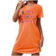 thumbnail image 4 of Sakmal Chemises de Nuit de Noël pour Femmes Orange Grande Taille Confortable Robe de Pyjama Ultra Douce Col Rond Manches Courtes Imprimé d'Arbres de Noël Chemises de Nuit P-2TG, 4 of 4