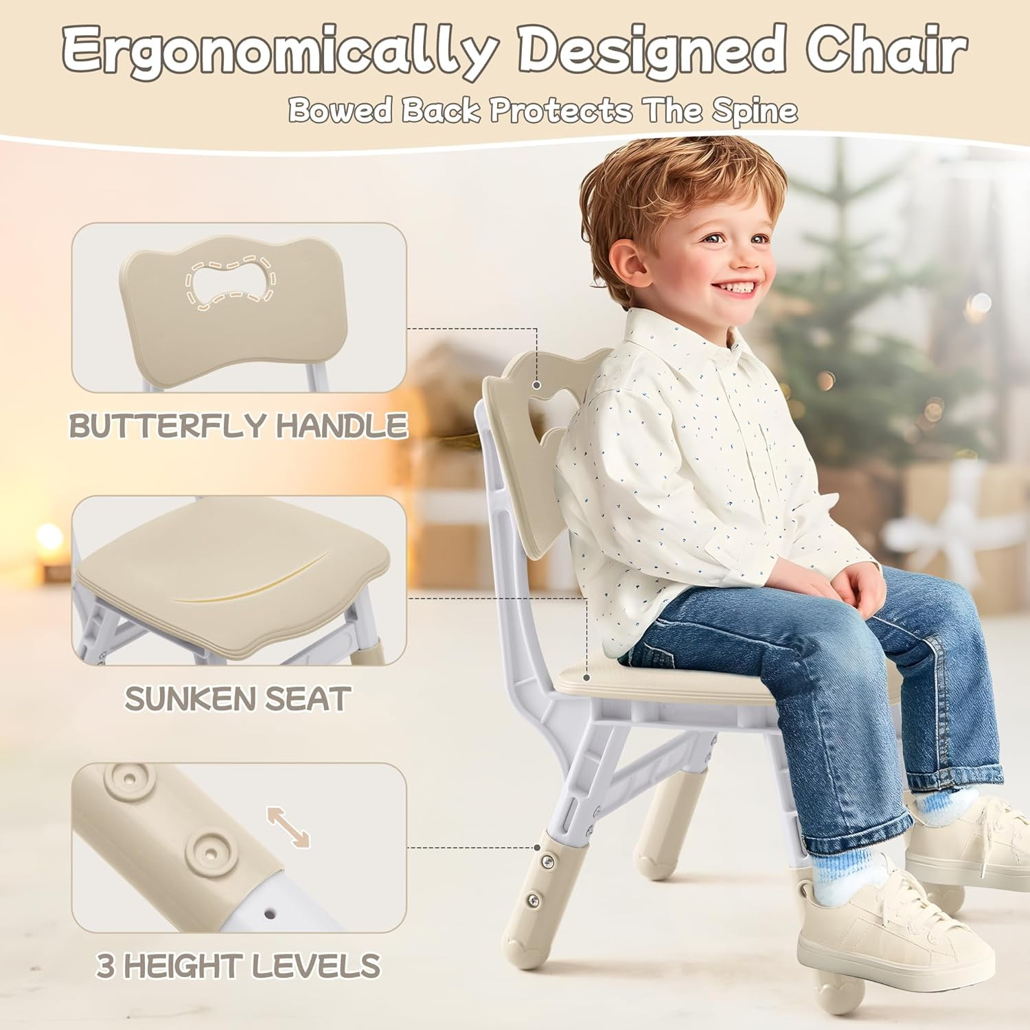 Toddler Table and Chair Set, Height Adjustable-Upgrade Kids Desk and 2 Chairs for Ages 3-8, Children's Multi-Activity Table with Graffiti Desktop and Marble Pattern for Home/Daycare/Classroom