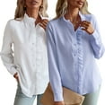 thumbnail image 6 of Baywell Womens Button Down Shirt Office Long Sleeve Work Blouses Tops Lightweight Dress Shirts, 6 of 7