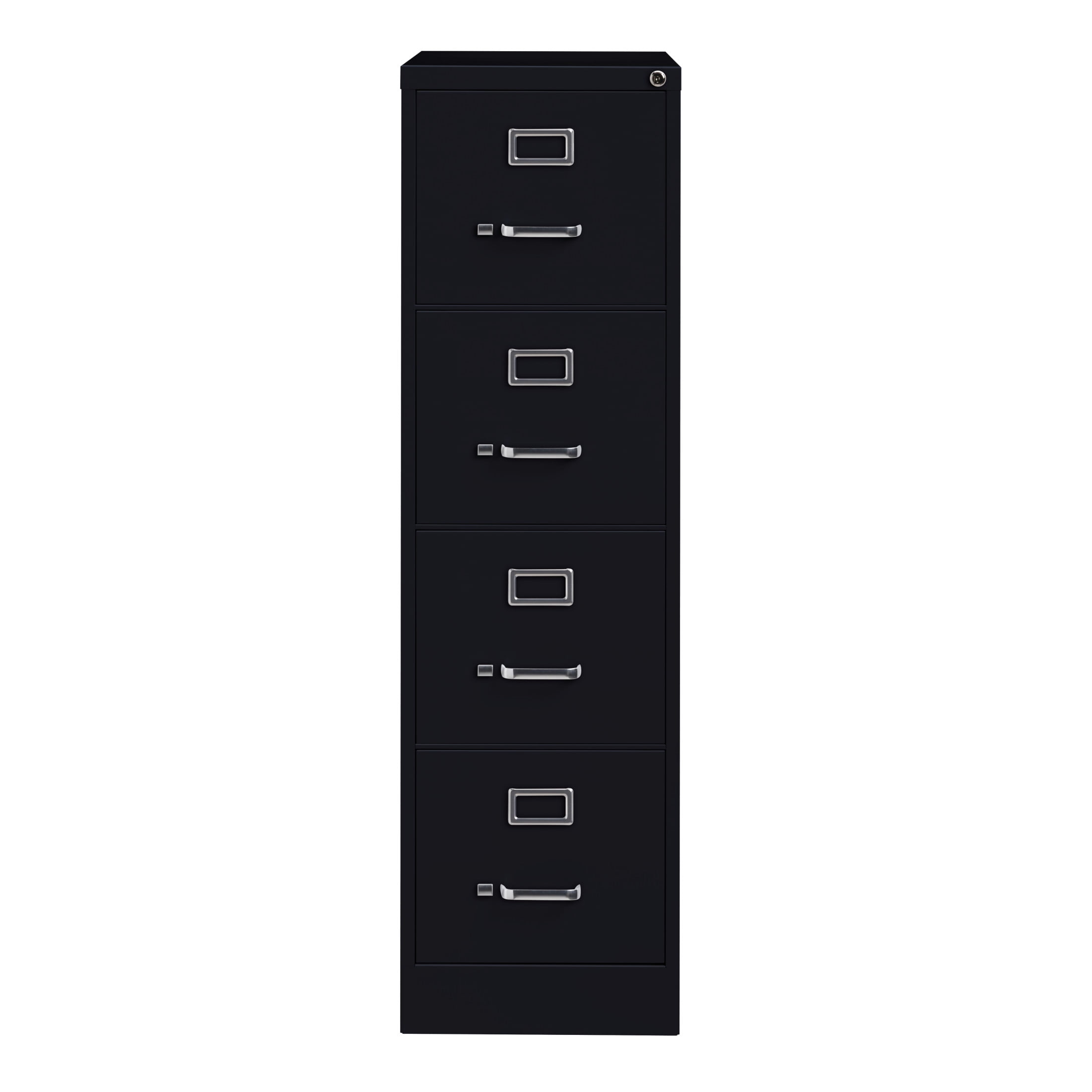 Hirsh Pro 4 Drawer Letter Locking Metal Vertical File Cabinet, 26.5" Deep, Black