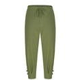 thumbnail image 4 of LADIGASU Man Solid-Color Loose Casual Pocket Cotton-Linen Elastic-Waist Drawstring Split-Leg Full Length Pants, 4 of 7