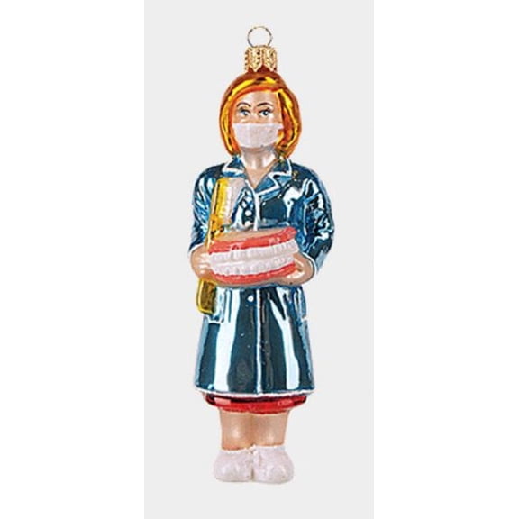 Female Dental Assistant Polish Glass Christmas Tree Ornament Dentist Decoration
