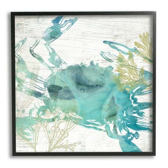 Stupell Industries Abstract Blue Crab Animals & Insects Painting Black Framed Art Print Wall Art, 12 x 12