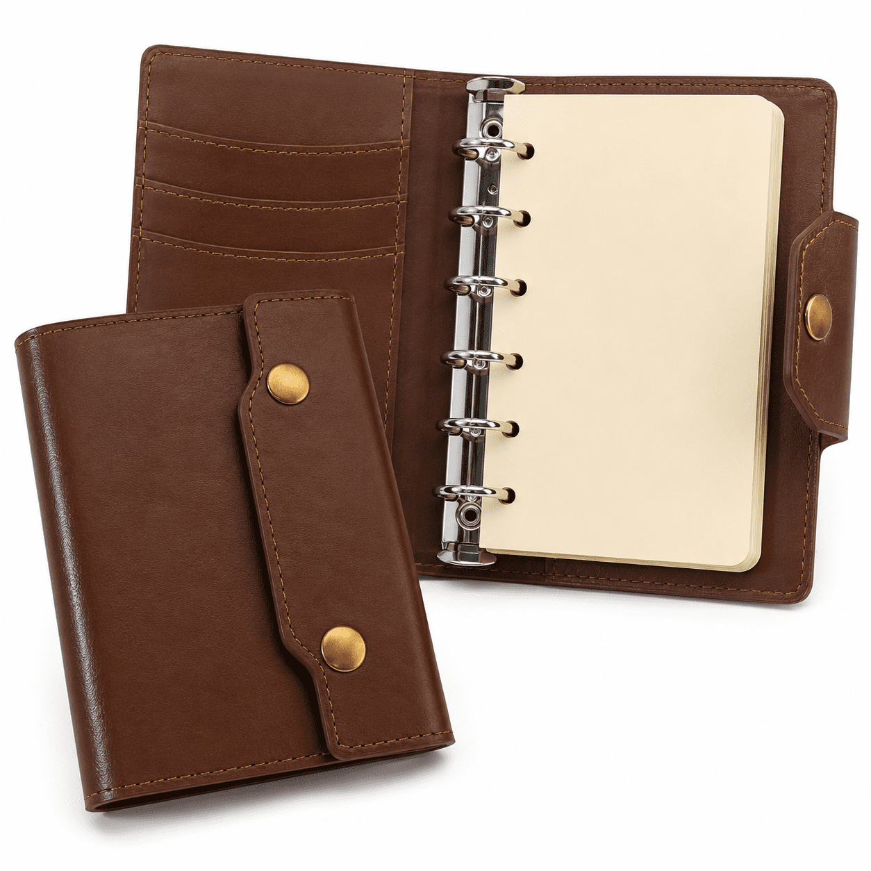 Vintage Travel Journal Brown Leather Trifold Notebook Refillable Loose Leaf Diary Gift A6