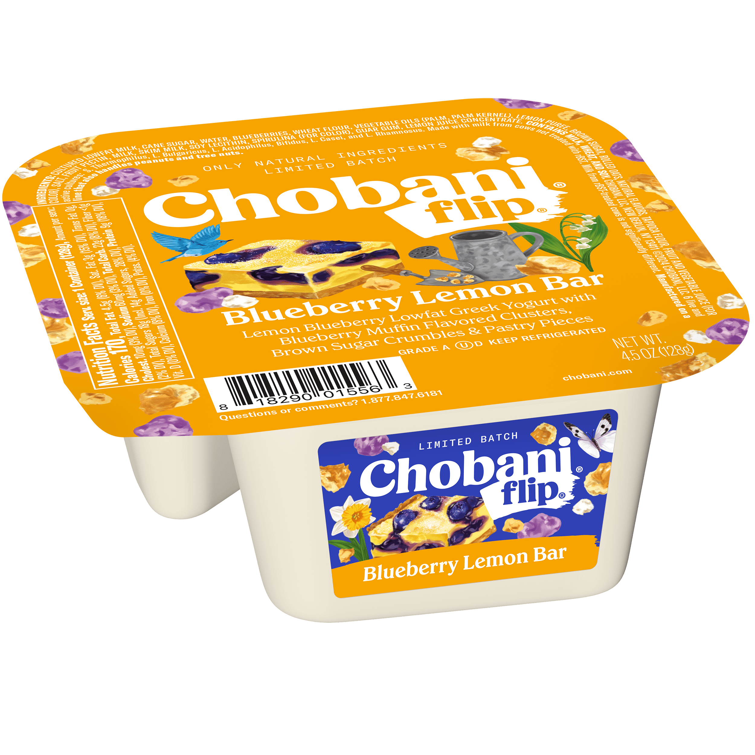 Chobani Flip Low-Fat Greek Yogurt Limited Batch Blueberry Lemon Bar 4.5oz