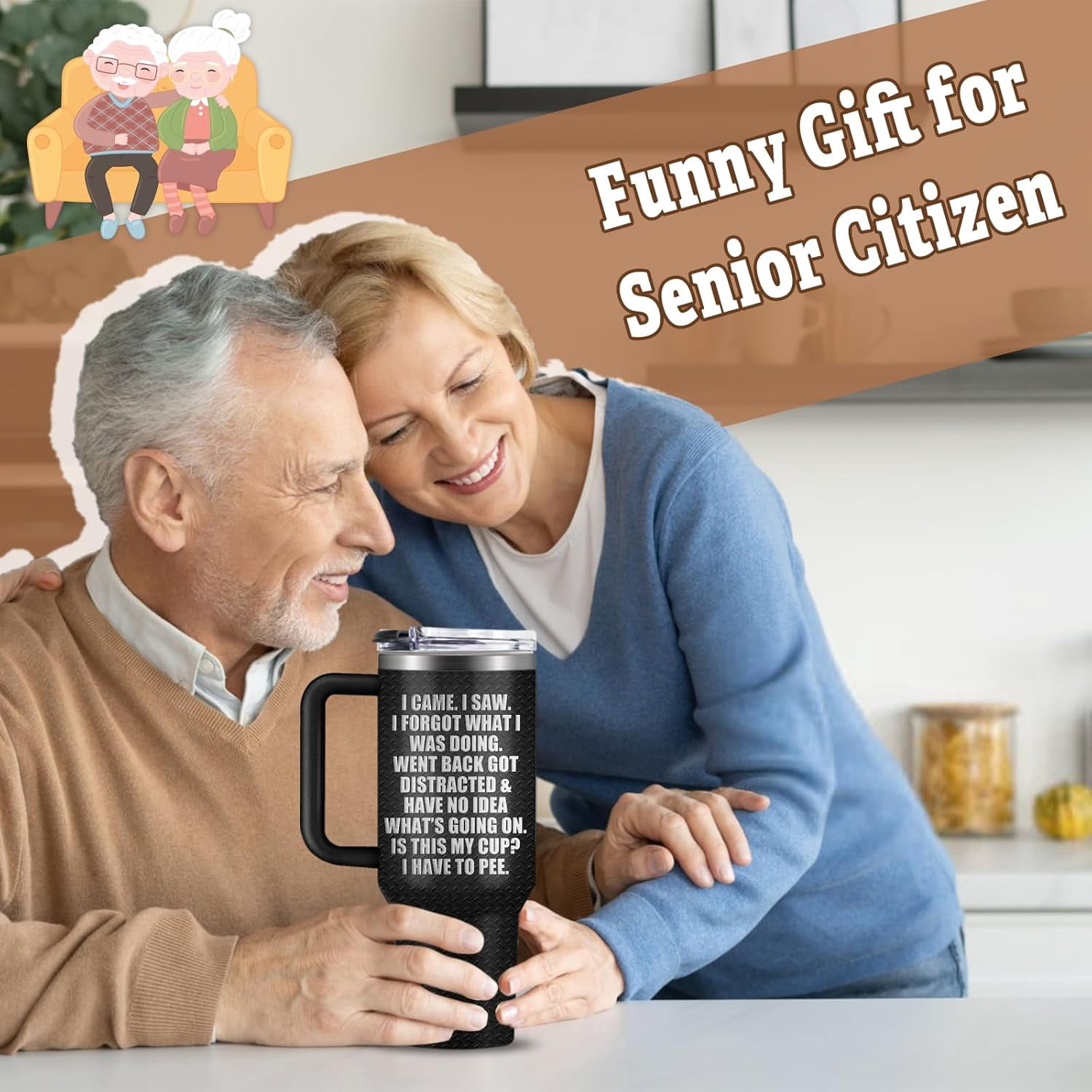 Gag Birthday Gifts for Men I Came I Saw I Forgot Tumbler 40oz, Old People Gag Gifts, Funny Retirement Christmas Gift for Older Men, Insulated Cups for Elderly Seniors Citizen Husband Dad Uncle Grandp