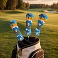 thumbnail image 2 of Uorisanigo Golf Club Headcover for Fairway Woods Driver Hybrids, Premium PU Leather 3-Pack Hawaiian Plumeria Palm Tree Golf Headcovers Set with Abrasion-Resistant Soft lining, 2 of 7