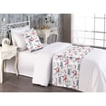 thumbnail image 2 of Winter Bed Runner Set, Happy Family Skiing on Ice Town Life Illustrated Snowy Pine Tree Print, Decorative Bedding Scarf & a Pillow Sham for Hotels Homes, Twin, Sea Blue Off White Ruby, by Ambesonne, 2 of 3
