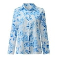 thumbnail image 4 of USSUMA Womens Plus Savings Tops and T-Shirts Cute Summer Tops for Women V Neck Long Sleeve Tops Floral Print Button Down Shirt Tops Loose Casual Blouses Tops 2022 Beach, 4 of 7