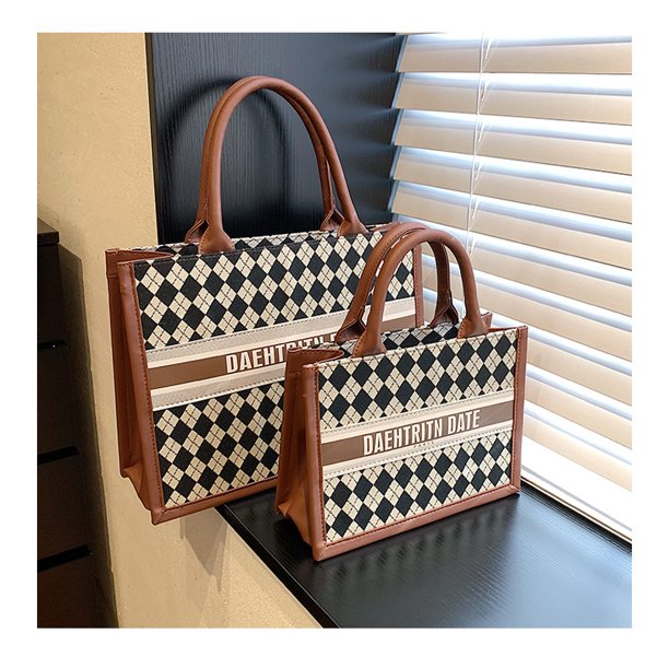 Bolso de mano con entramado de diamantes de colores en contraste retro de moda, nuevo estilo, bolso de hombro bajo el brazo, bolso de viaje popular para damas de gran capacidad
