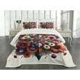 thumbnail image 4 of Ambesonne Boho Floral Quilted Bedspread Set 3 Pcs, Psychedelic Flowering, Queen Size, Eggshell Dark Pink Violet, 4 of 4