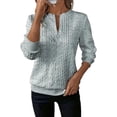 thumbnail image 2 of Aricy Half Zip Sweatshirt Women Casual Knit Elegant Long Sleeve Pullover Tops Autumn Winter Top Warm Tunics Thin Pullover Trendy Ladies Fleece Tops, 2 of 6