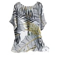 thumbnail image 4 of Gold Womens Tops Women's Casual Loose Leaf Butterfly Print Round Neck Top Shirts for Women, 4 of 4