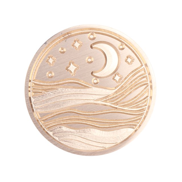 Cabezal Sello 25 Mm Sun Moon Stars Redonde Red Retro SEAL Pintura Fuego para Boda