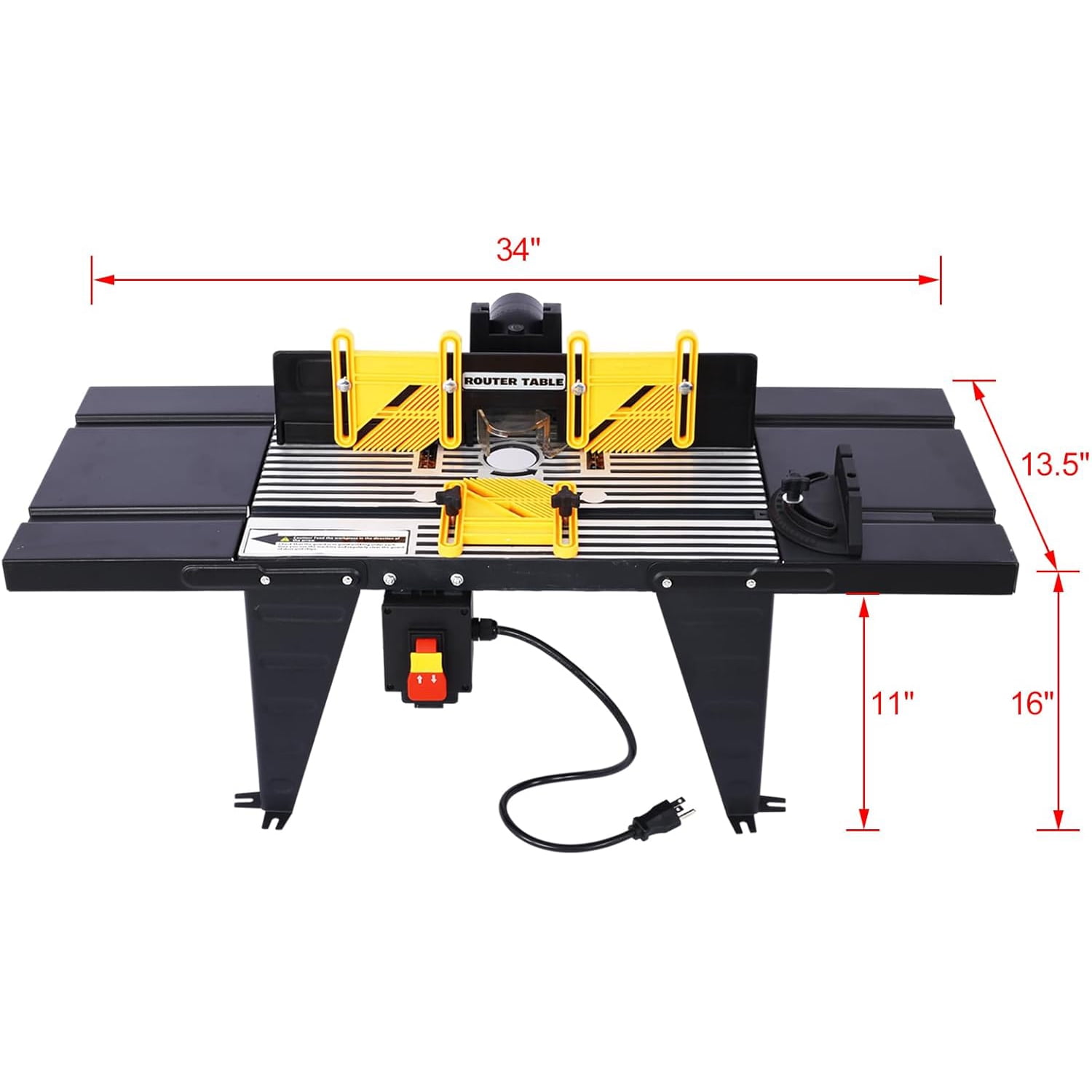 Electric Router Table Adjustable, Woodworking Router Table for Precision Cutting, 34’’ Compact Craftsman Table w/Heavy-Duty Construction