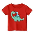 thumbnail image 1 of WERYOUNG T-Shirts Filles Garçons Été Décontracté Imprimé Dinosaure Col Rond Manches Courtes T-Shirts Pyjamas Classiques Bébé, Rouge, 6-7 Ans, 1 of 3