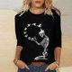 thumbnail image 2 of Moda mujer camiseta estampada de longitud media 3/4 mangas blusa cuello redondo casual tops Fridja  fjkfkj185, 2 of 5