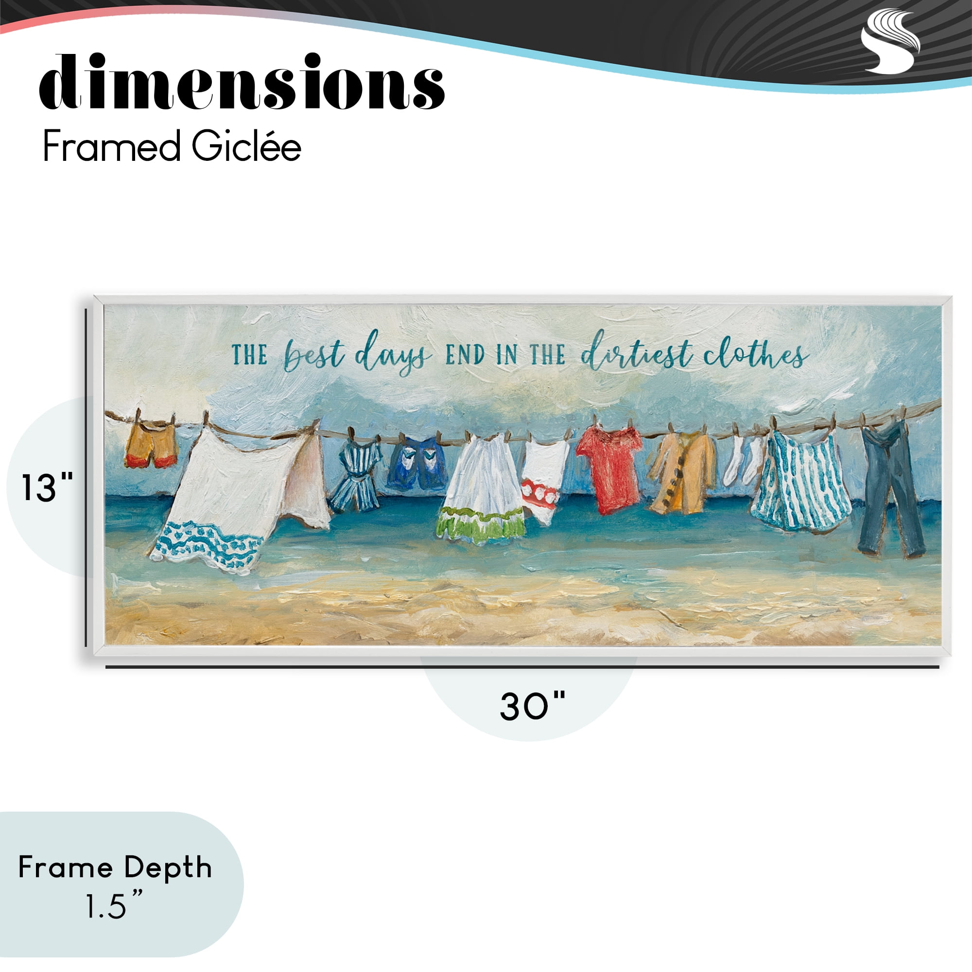 Stupell Industries Clothesline By The Sea White Framed Giclee Art, design by Charlene Olson