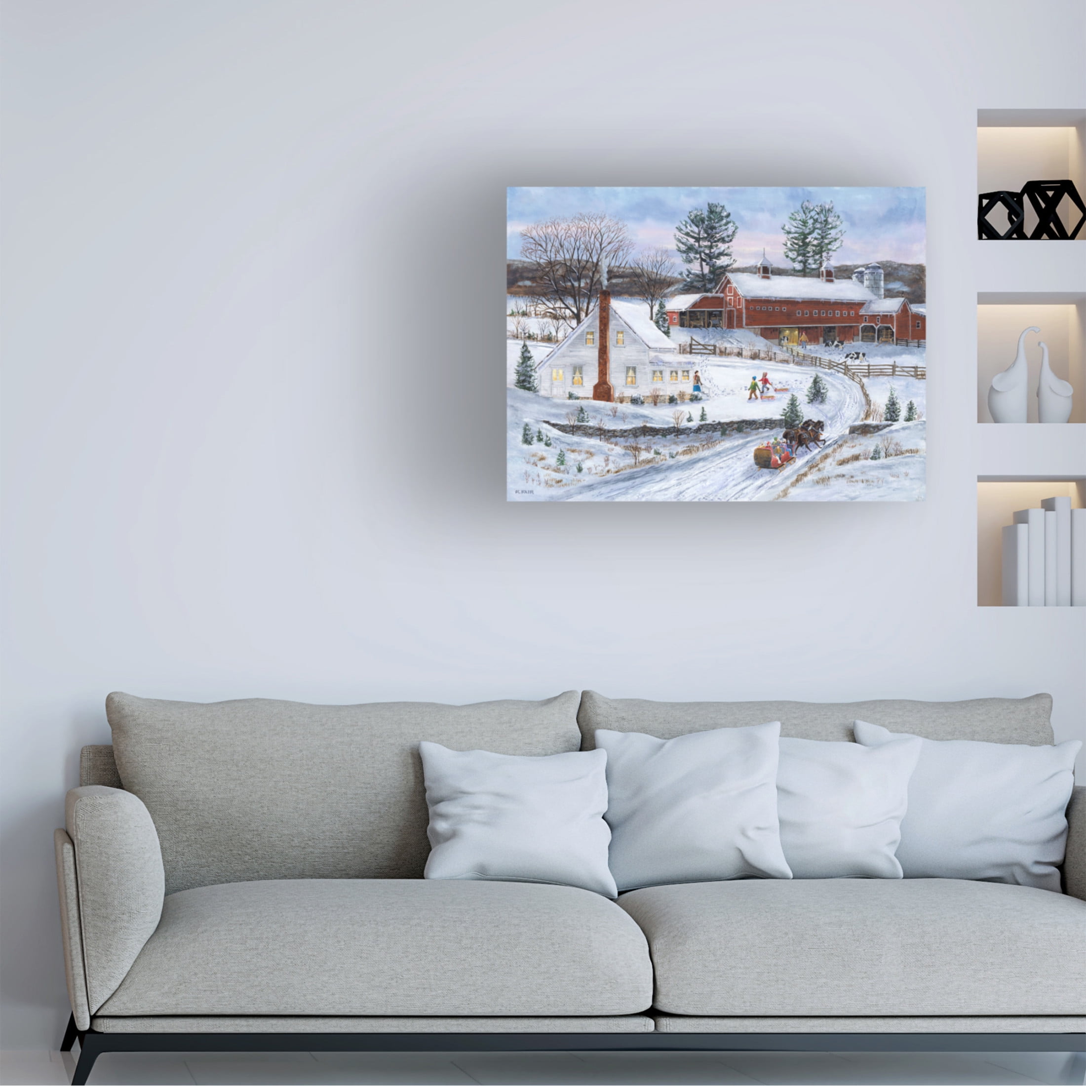Canvas Wall Art - Bob Fair 'Sledders Return' Wall Art for Living Room, Bedroom, or Office Décor by Trademark Fine Art - 47 x 35 Inches