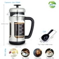 thumbnail image 3 of Easyworkz Cafetière à Piston en Acier Inoxydable 12 oz avec Verre Borosilicate, Poignée Douce, 3 of 7