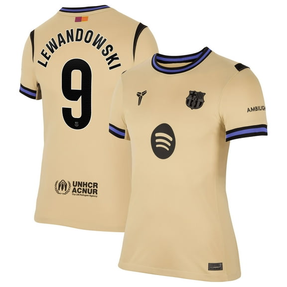 Women's Nike Robert Lewandowski Gold Barcelona 2025/26 Away Stadium Replica Jersey