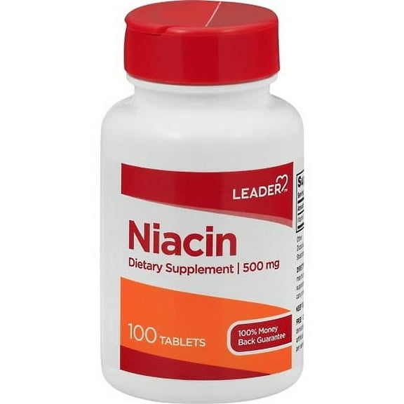 Leader Niacin Dietary Supplement 500 Mg Tablets, 100 Ea