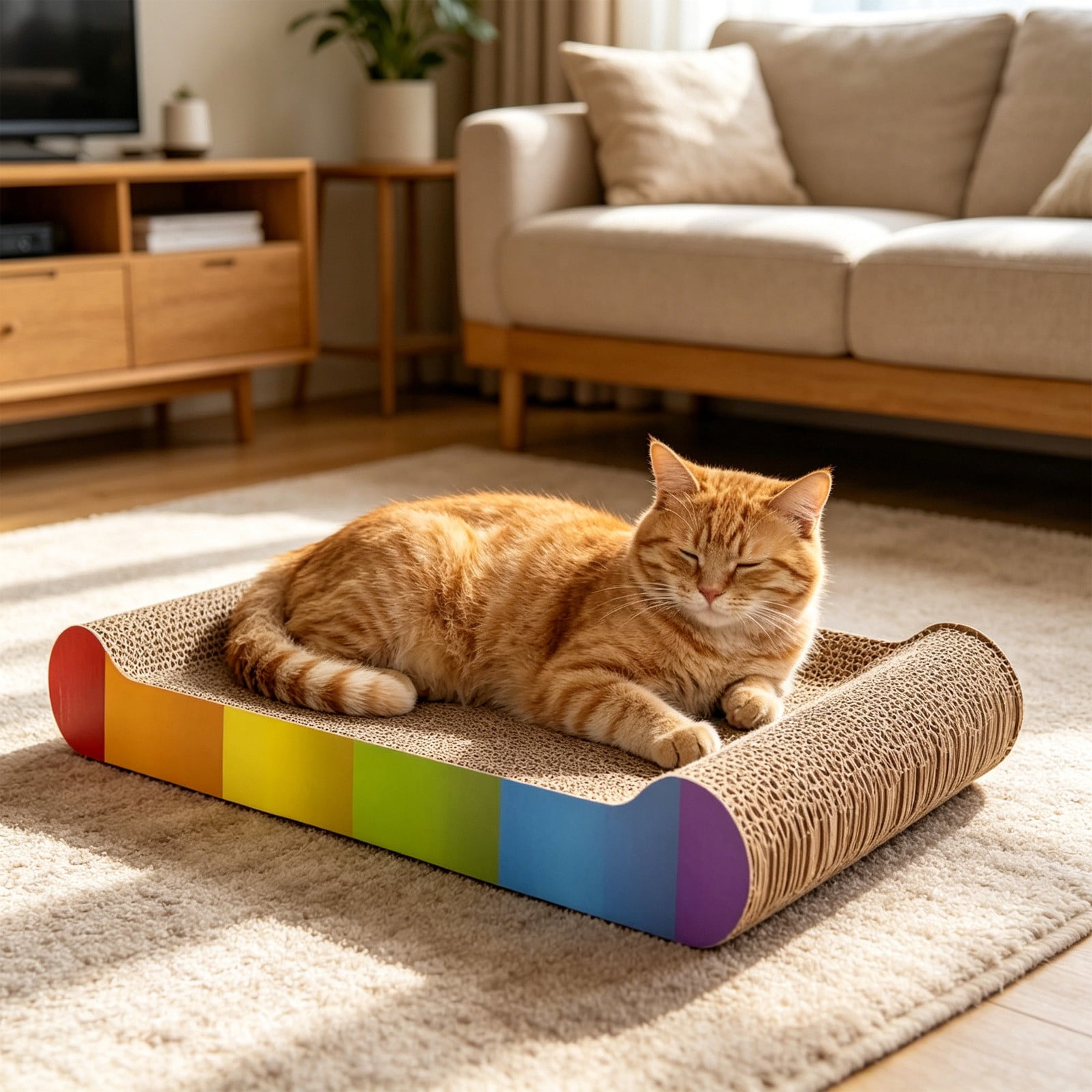 Cat Scratcher Board Corrugated Paper Kitty Scratch Pad Wear Resistant No Shedding Claw Grinding Board with Sealed Edge for Indoor Cats Furniture Protection