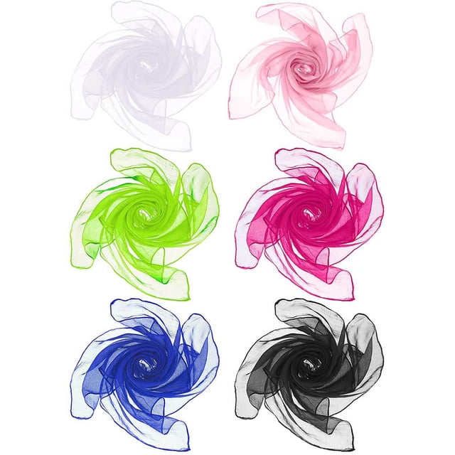 Jumpingount Bufanda cuadrada de malla de 6 piezas, bufandas decorativas de rendimiento, envolturas para la cabeza, banda para el pelo, accesorio para Accesorio para el cabello