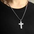 thumbnail image 3 of APSVO Silver Cross Necklace for Men Bible Verse Stainless Steel Cross Pendant Chain American Flag Necklaces Religious Christian Jewelry Gifts, 3 of 6