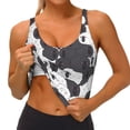 thumbnail image 3 of Daiia Black And White Sheeps Printed Women's Sports Bra, Breathable Activewear Bra with U-Back Design and Removable Pads, Comfortable and Supportive for Yoga, Workout-X-Large, 3 of 8