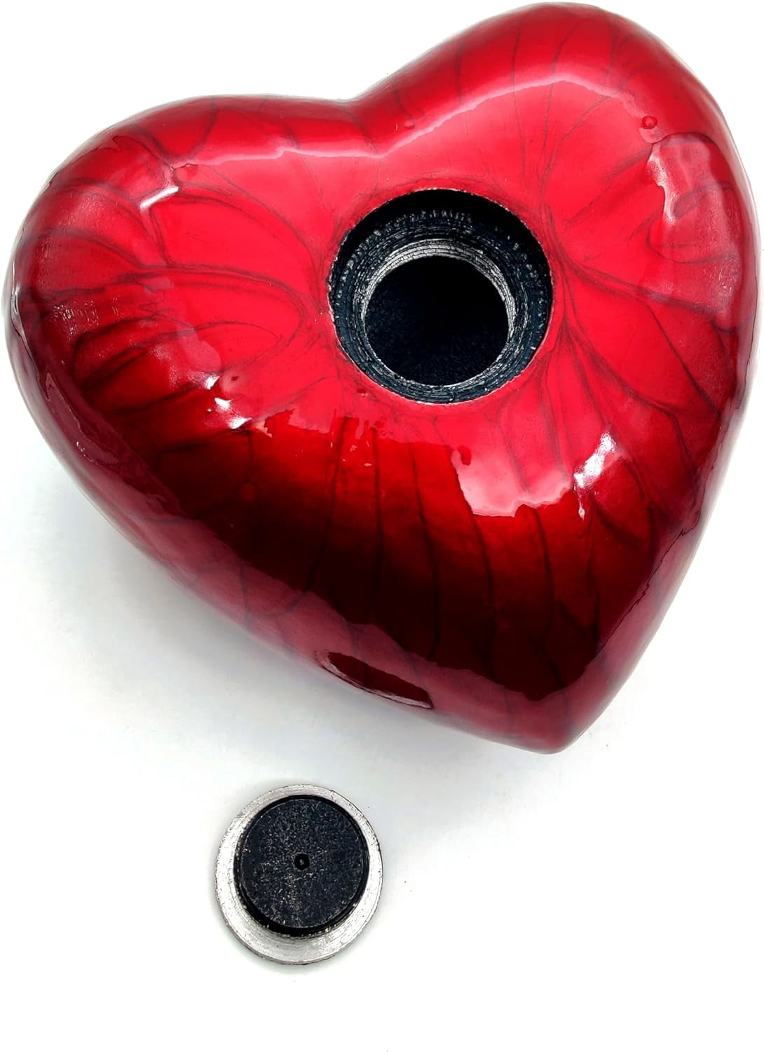 Pink Butterfly Heart Cremation Urn for Ashes with Hand Shape Stand Memorial Humans Keepsake for Women and Men