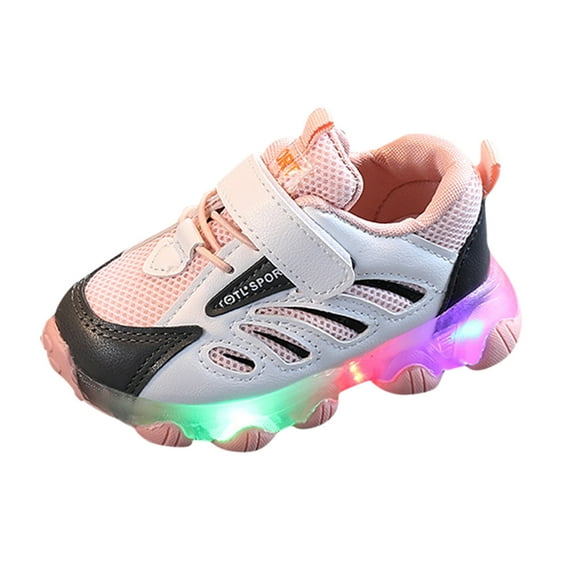 Otqutp Toddler Lightweight Shoes Children Kids Baby Girls Sneakers Bling Led Light Luminous Sport Shoes for 1 to 6 Years